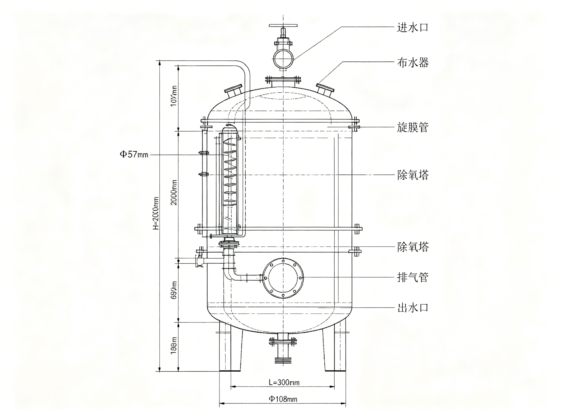 久盛电力旋膜除氧器结构示意图